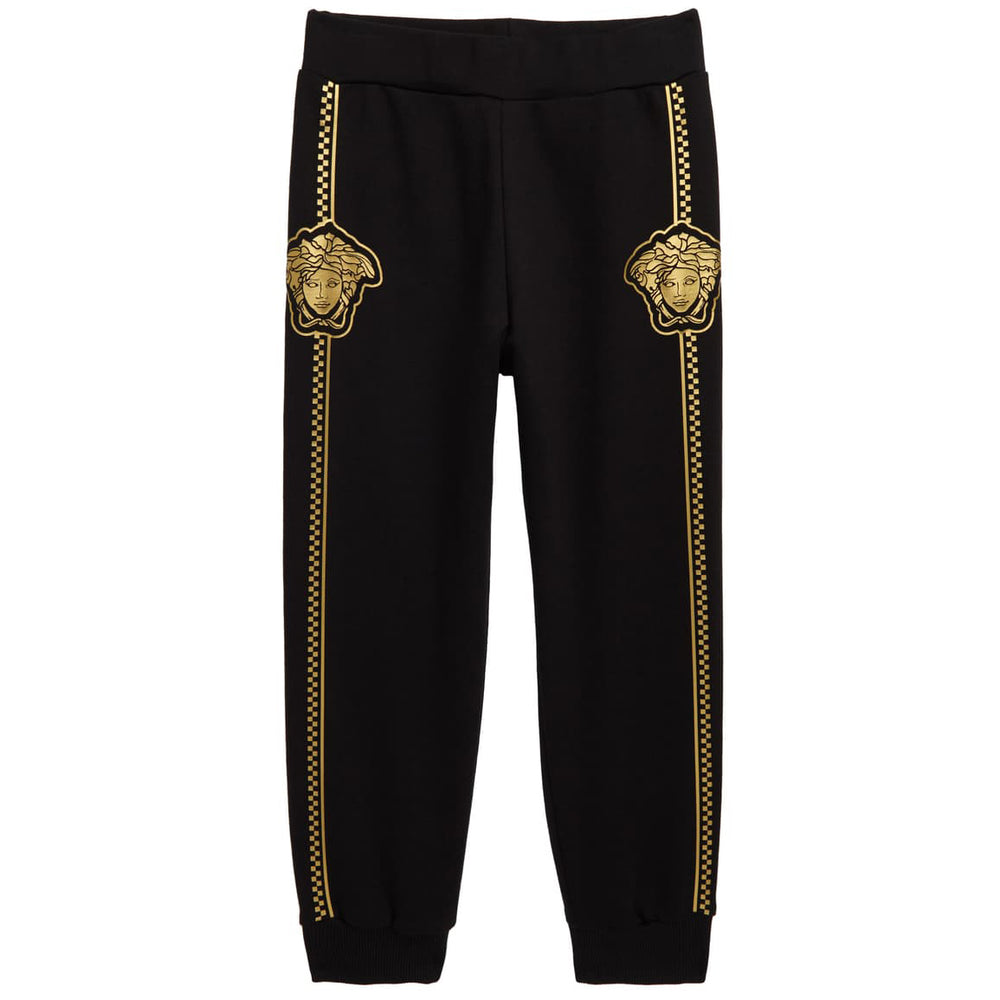 Young Versace Boys Sweatpants with Medusa Logo in black and gold – view 1 of 3