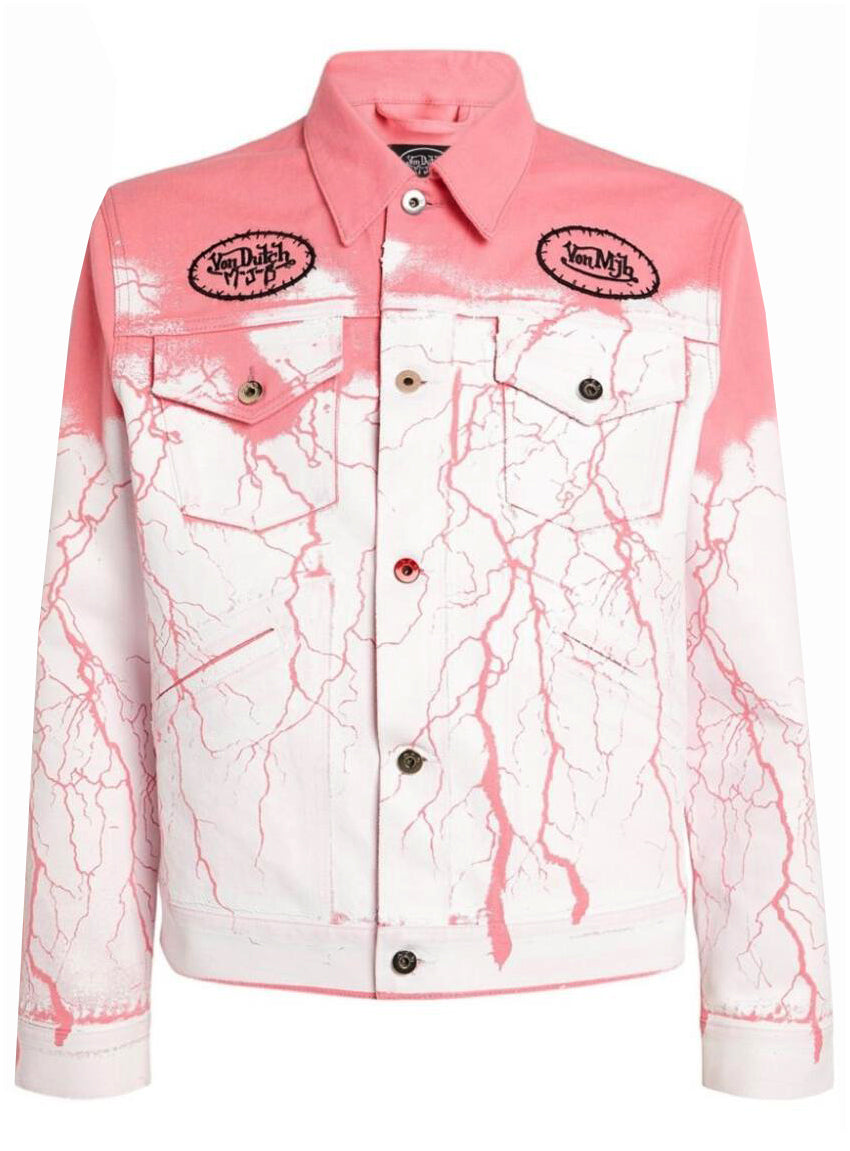 VONDUTCH X MJB DENIM JACKET W| WHITE PRINT - PINK