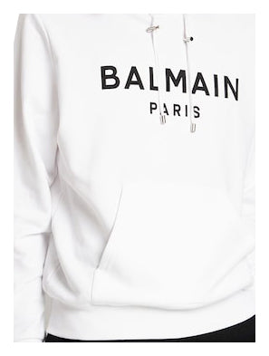 BALMAIN PRINTED HOODIE - BLANC/NOIR