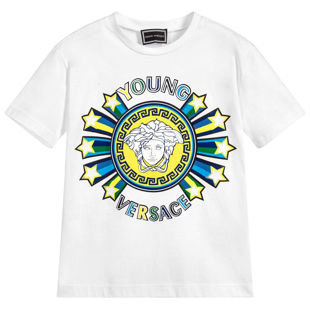 Boys Short Sleeve Medusa Tee Shirt-White