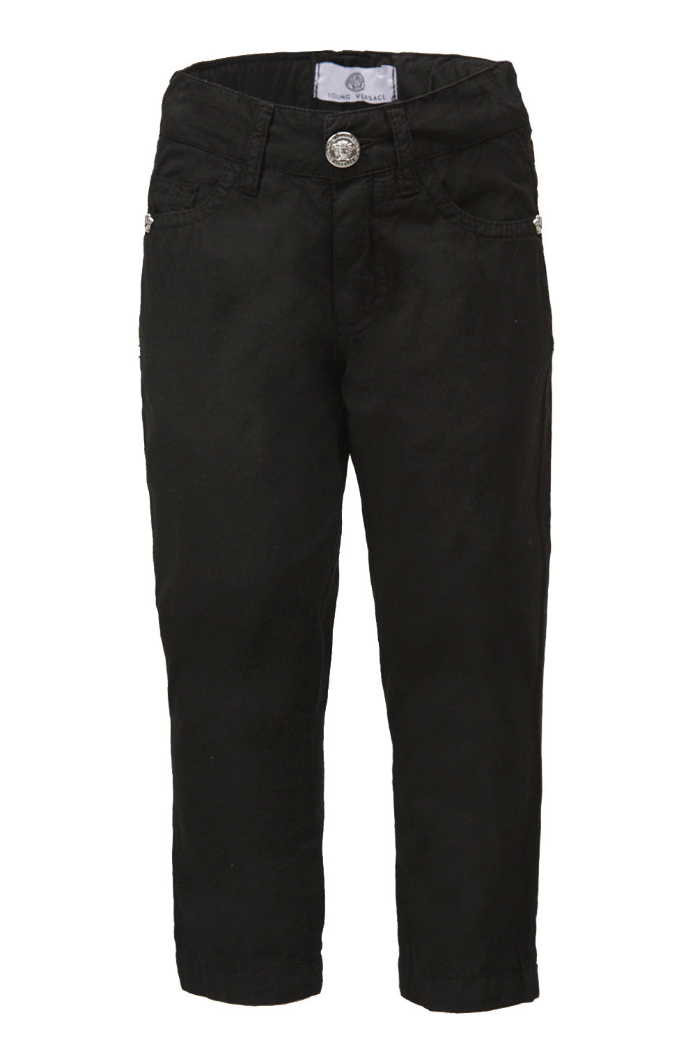 Boys Solid Pants-Black