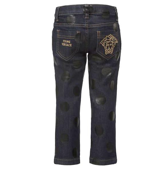 Girls Polka Dot Denim-Navy