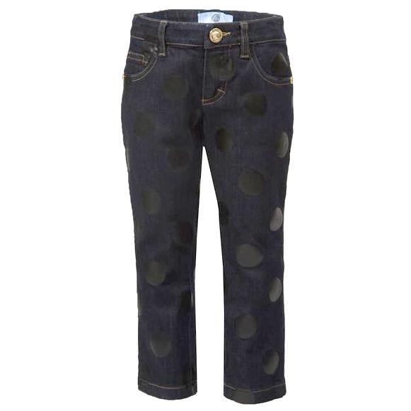 Girls Polka Dot Denim-Navy