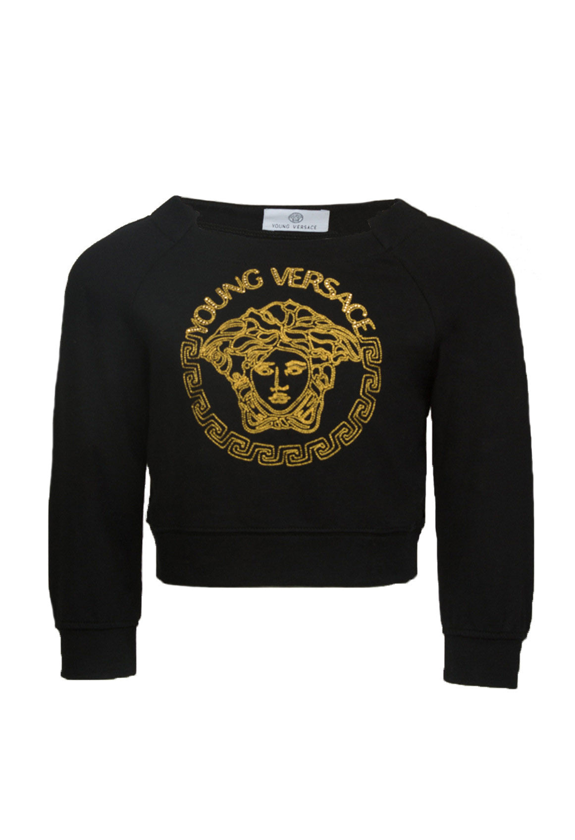 Girls Gold Medusa Long Sleeve Sweater-Black