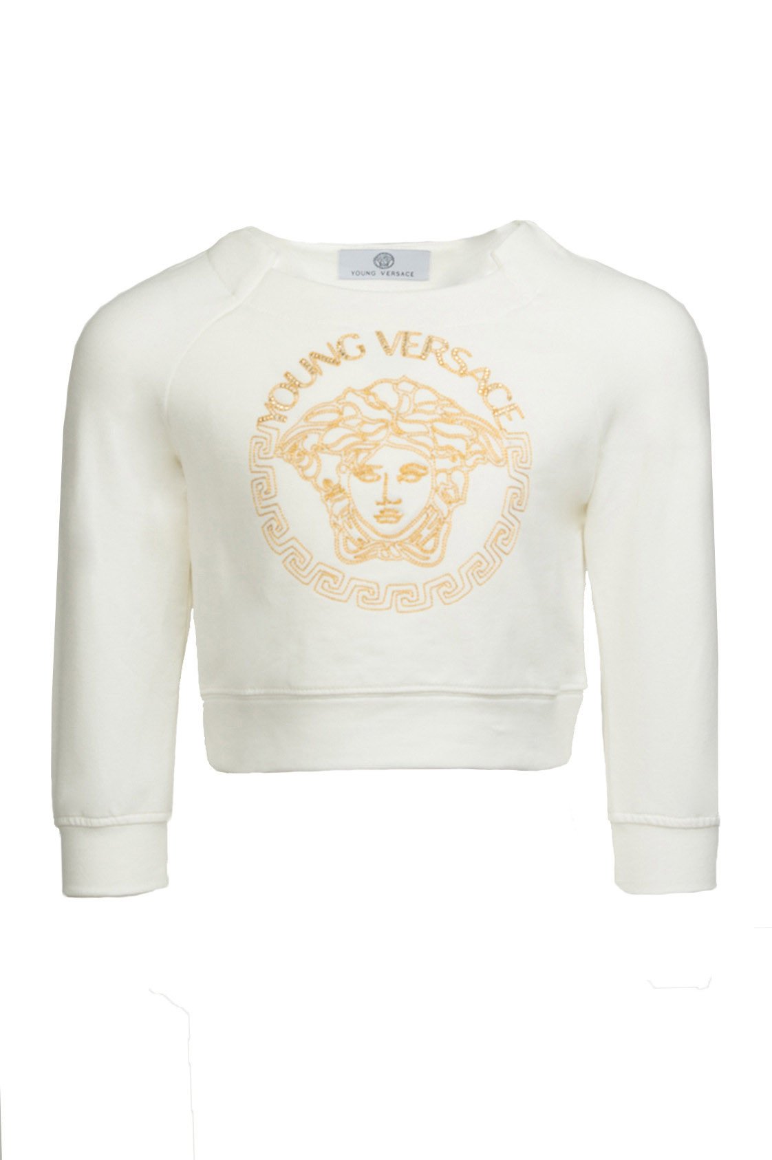 Girls Long Sleeve Medusa Crop Sweater-White